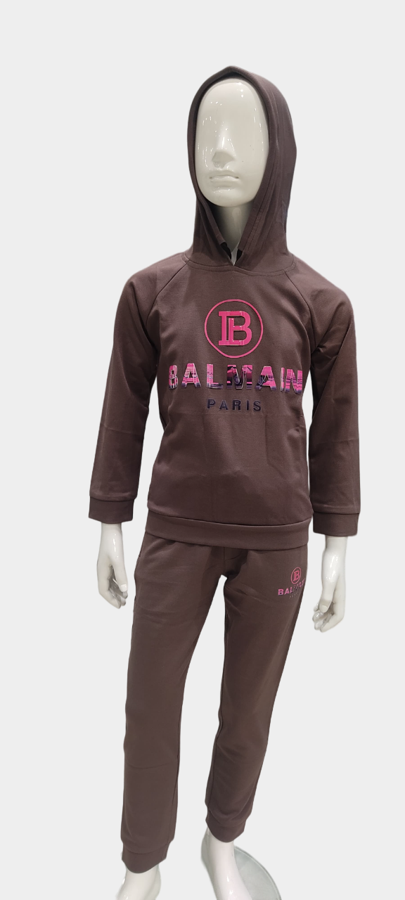 Boys Brown Full Sleeve T-Shirt With Track Pant Co-Ordinates Set