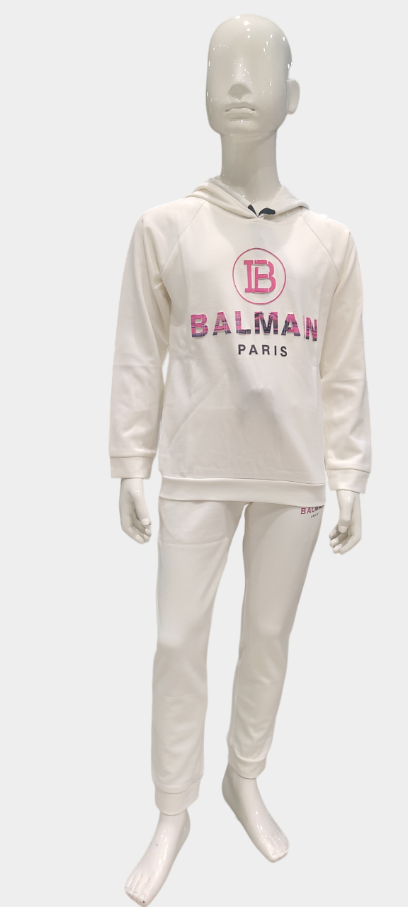 Boys White Full Sleeve T-Shirt With Track Pant Co-Ordinates Set