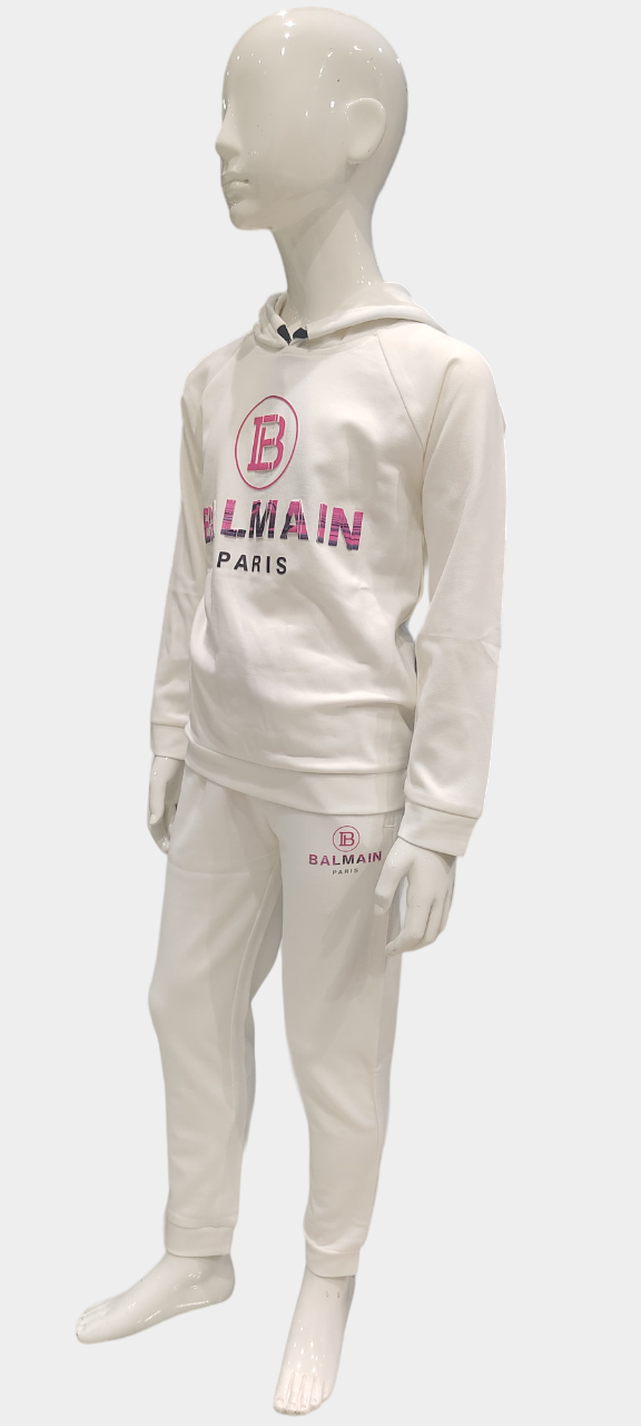 Boys White Full Sleeve T-Shirt With Track Pant Co-Ordinates Set