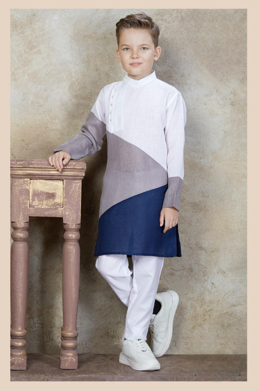 Boys Grey Stylish Kurta Suit