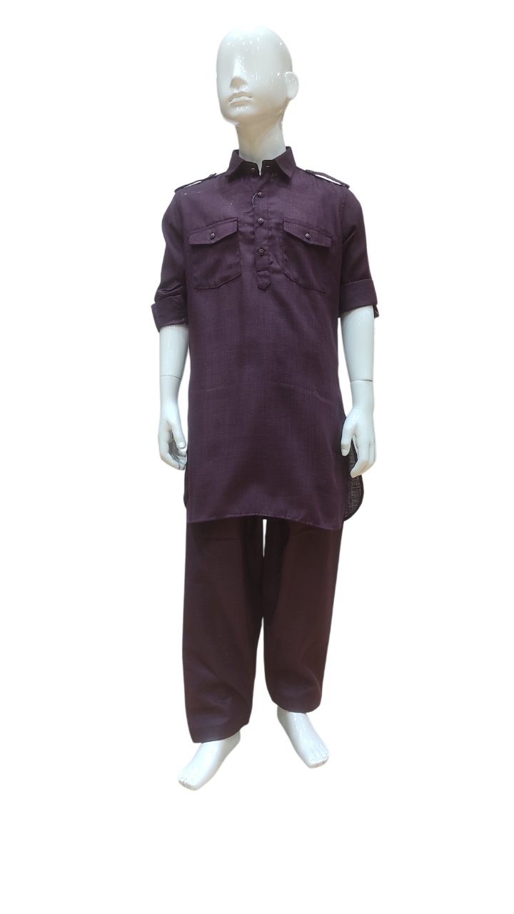 Boys Maroon Stylish Pathani Suit