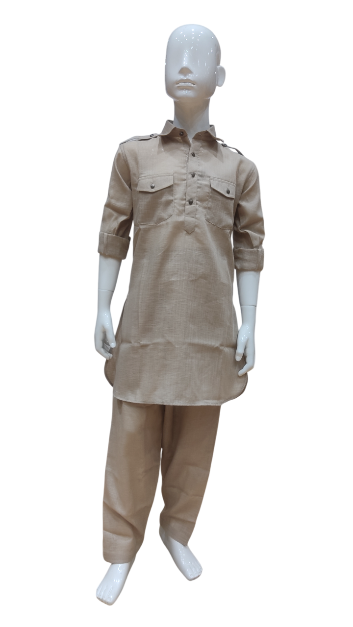 Boys Fawn Stylish Pathani Suit