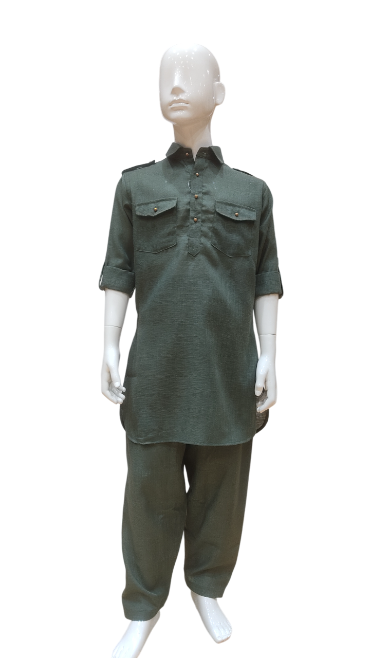 Boys Green Stylish Pathani Suit