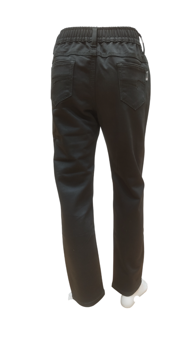 Boys Olive Green Elastic Waist Fancy Jeans