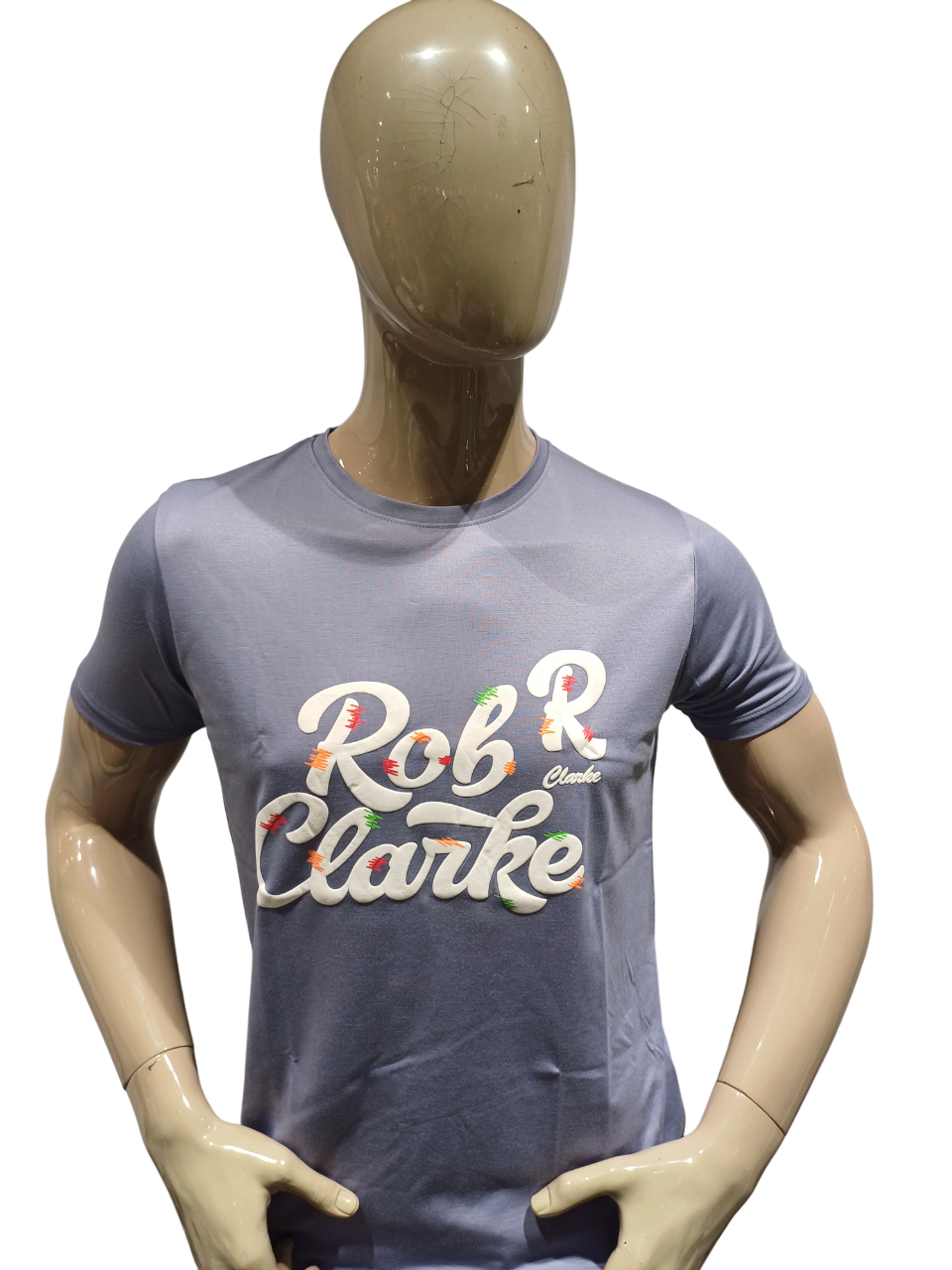Mens Blue Round Neck Half Sleeve Fancy T-Shirt