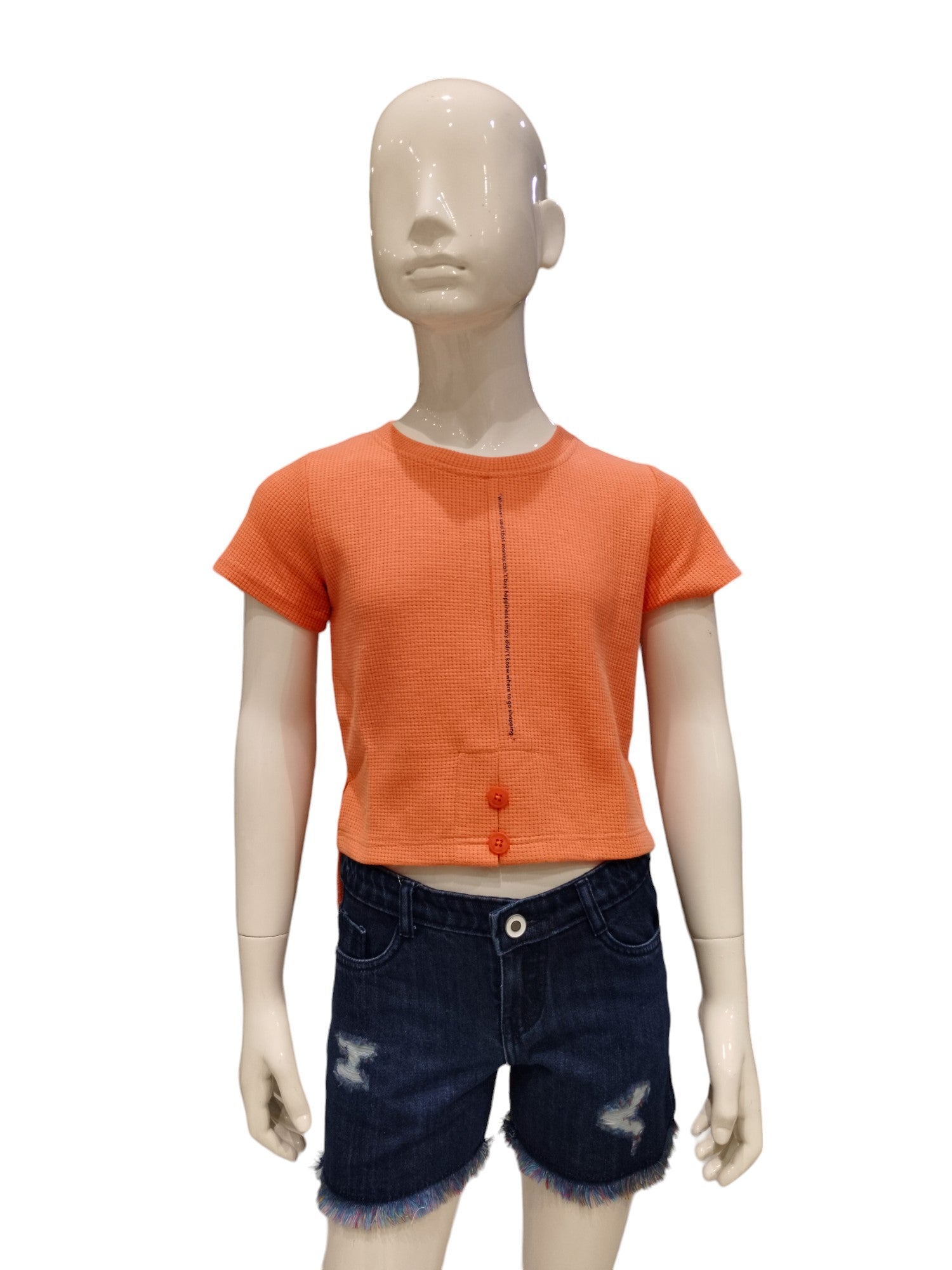 Girls Orange Fancy Short Top