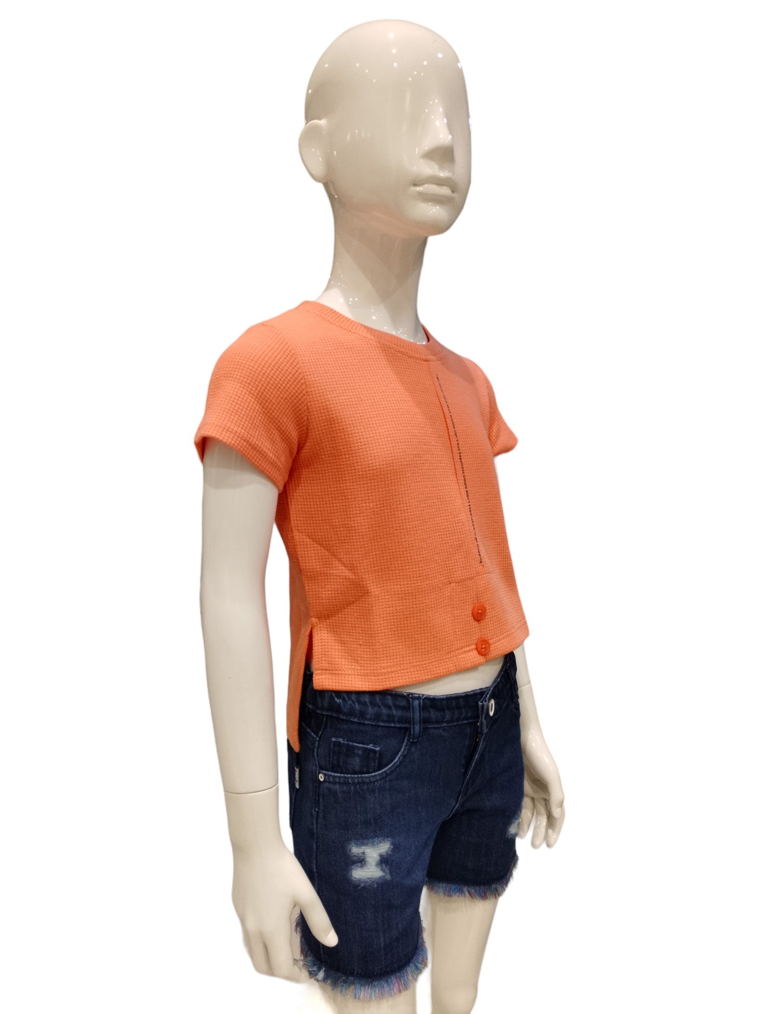 Girls Orange Fancy Short Top