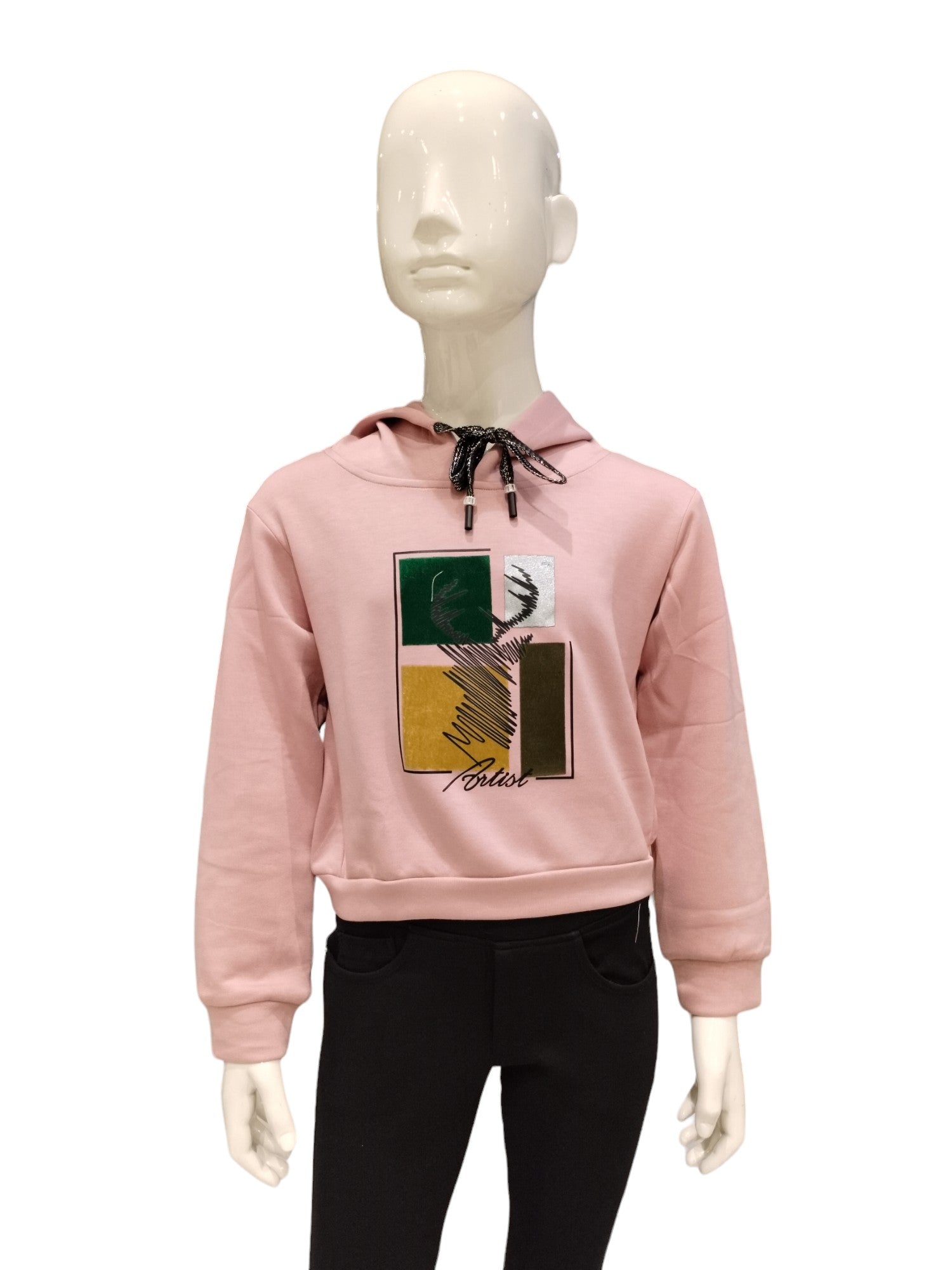 Girls Pink Long Sleeve Hoodie Fancy Top