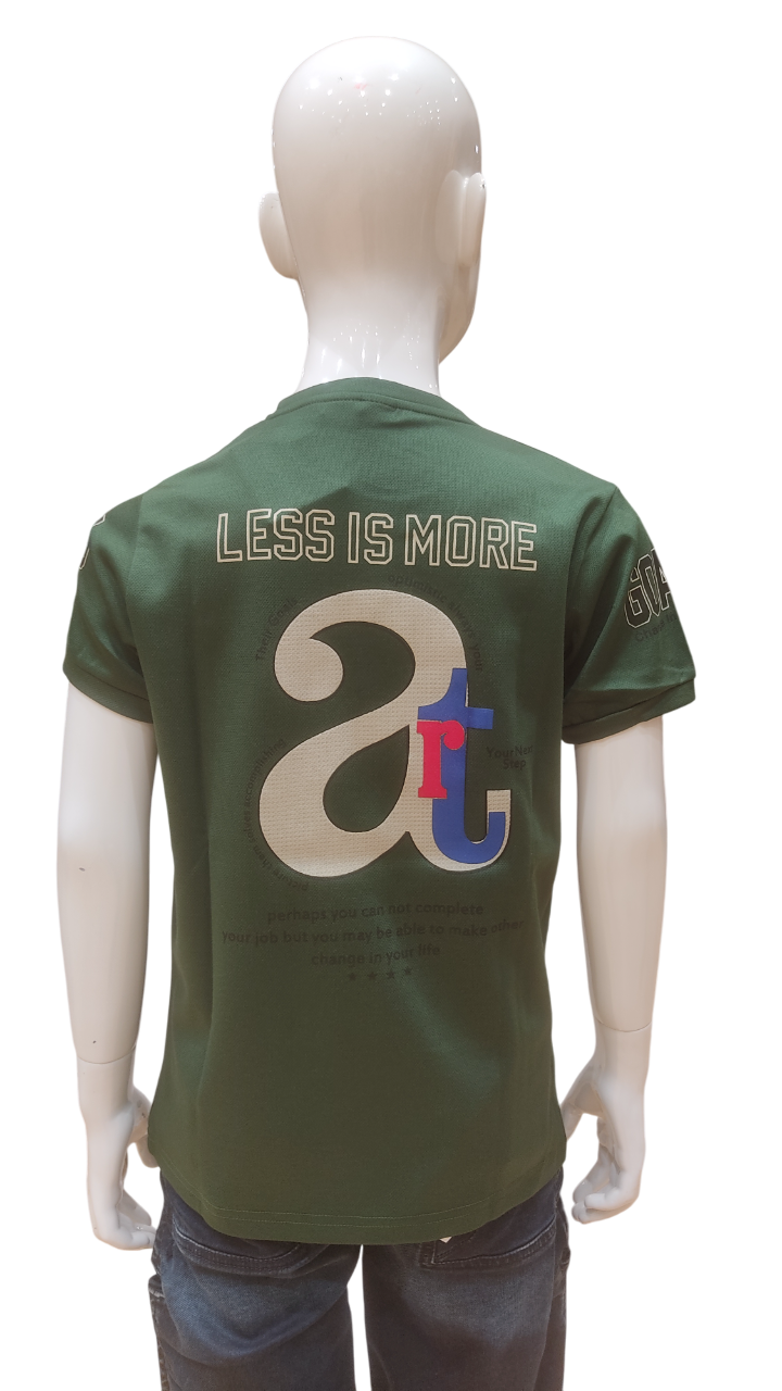 Boys Green Half Sleeve Printed Fancy T-Shirt