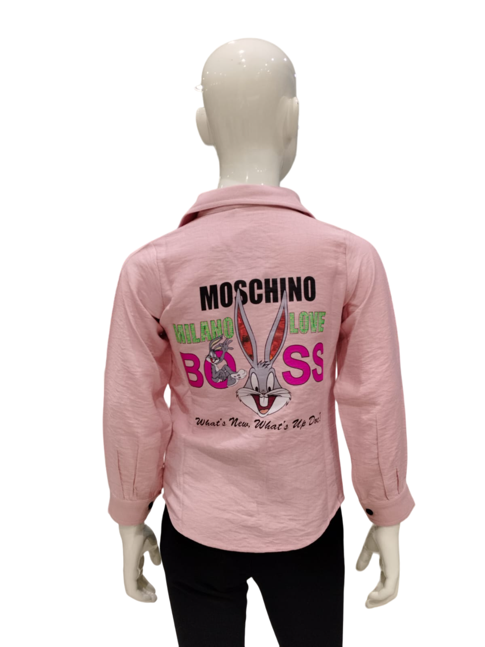 Girls Peach Front Open Collar Style Full Sleeve Fancy Top