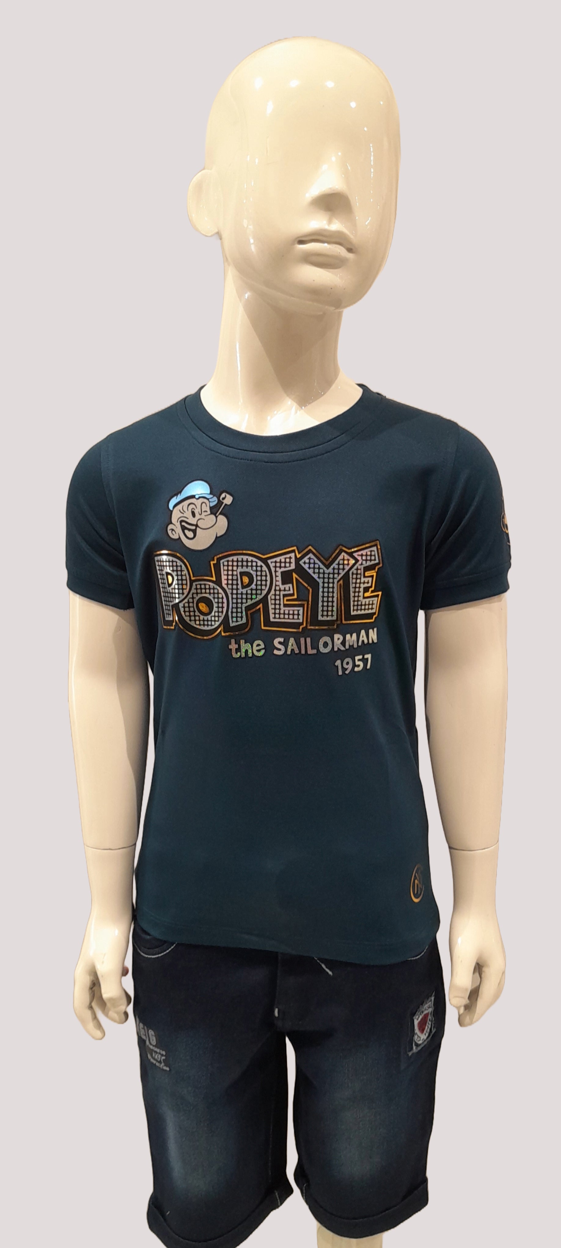 Boys Air Force Half Sleeve Round Neck Popeye Print Fancy T-Shirt