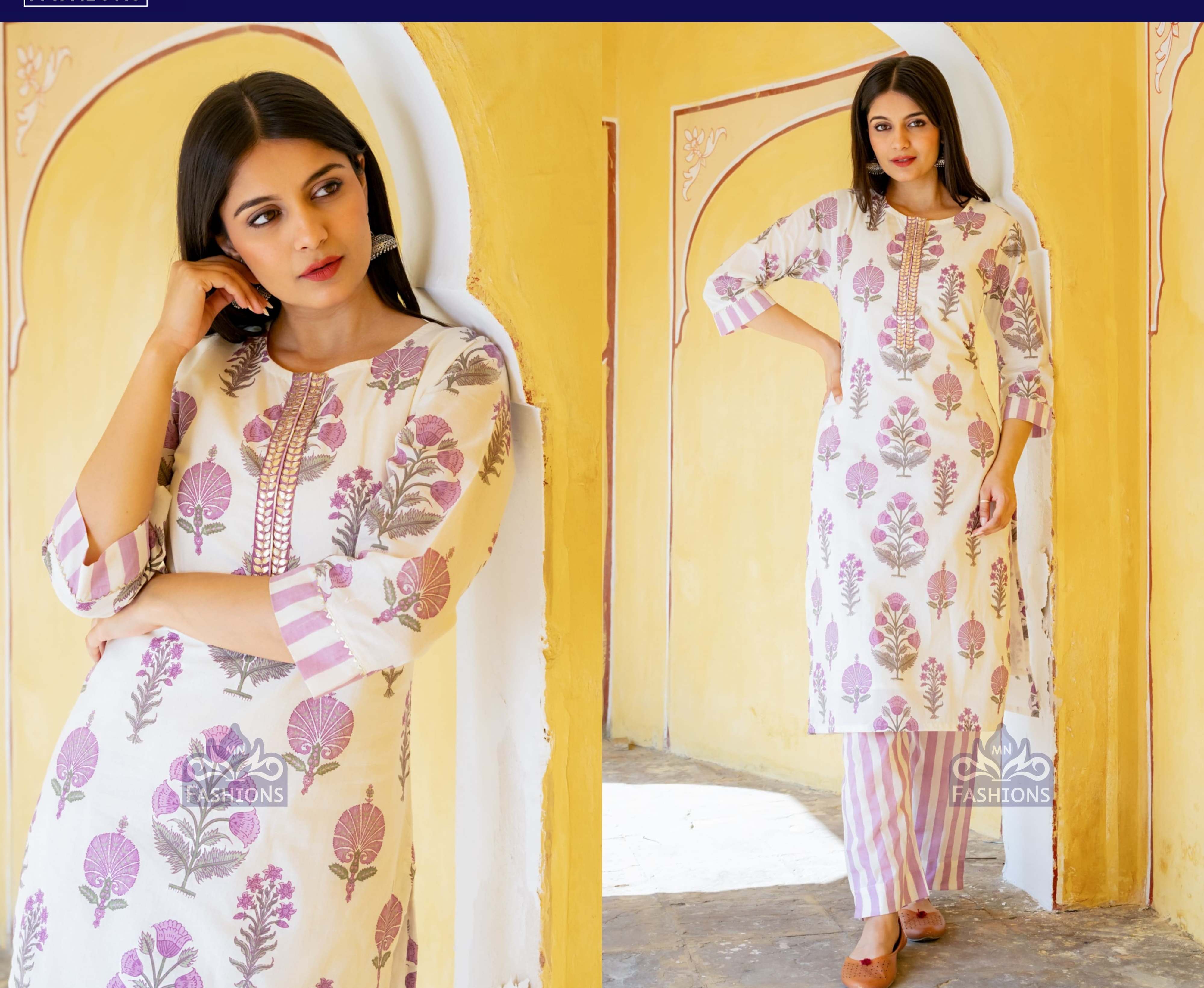 Women's Purple Fancy Floral Printed Kurti Suit
