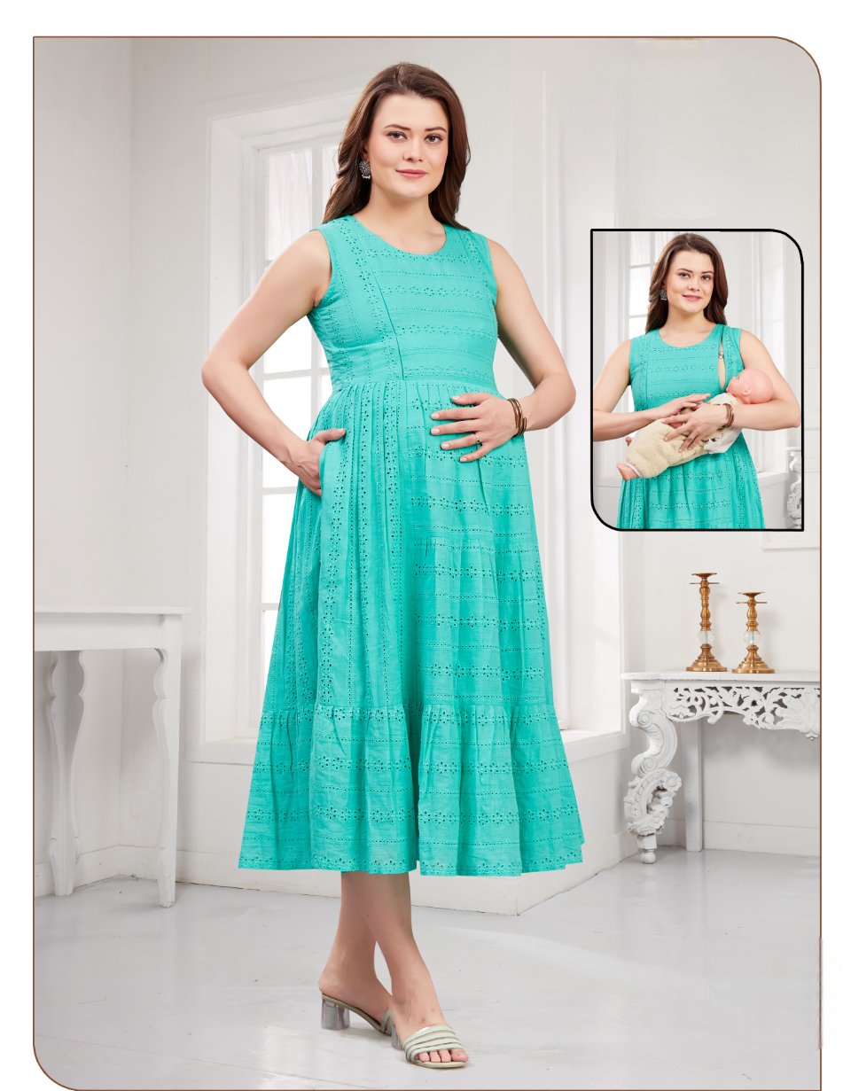 Women's Green Fancy Feeding Midi