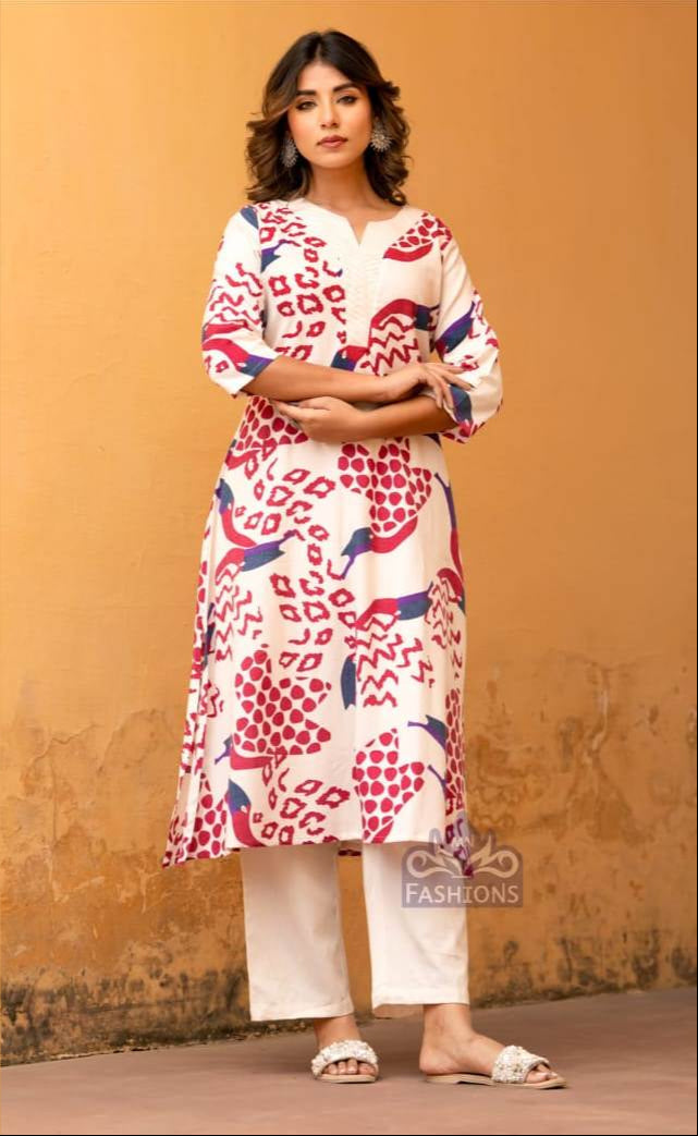 Women's Red Cotton Printed Fancy Co-Ordinates Set