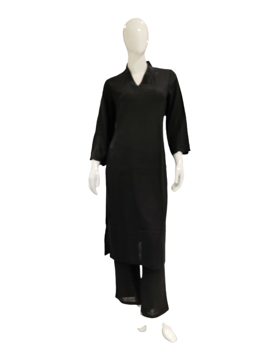 Women Black Cotton Linen Party Wear Kurti Suit With Printed Fancy Dupatta