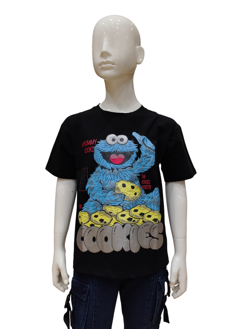 Boys Black Printed Half Sleeve Round Neck Fancy T-Shirt