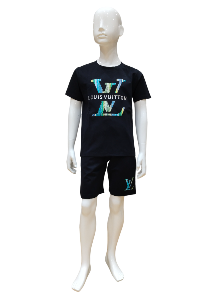 Boys Black Fancy Printed Co Ordinates Set