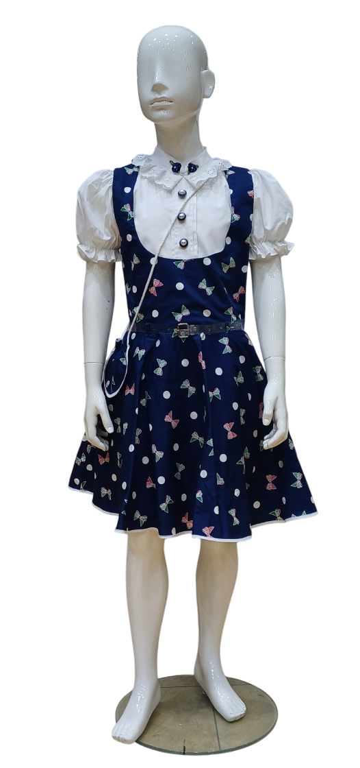 Girls Blue Fancy Cotton Frock