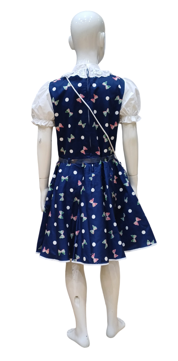 Girls Blue Fancy Cotton Frock