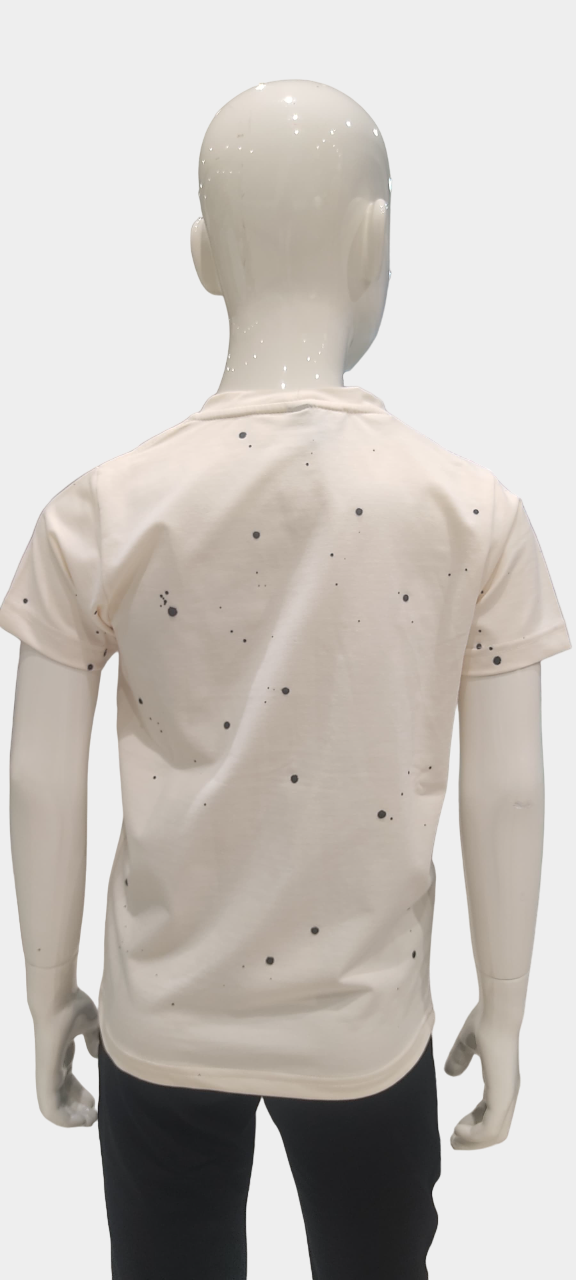 Boys Beige Half Sleeve Printed Fancy T-Shirt
