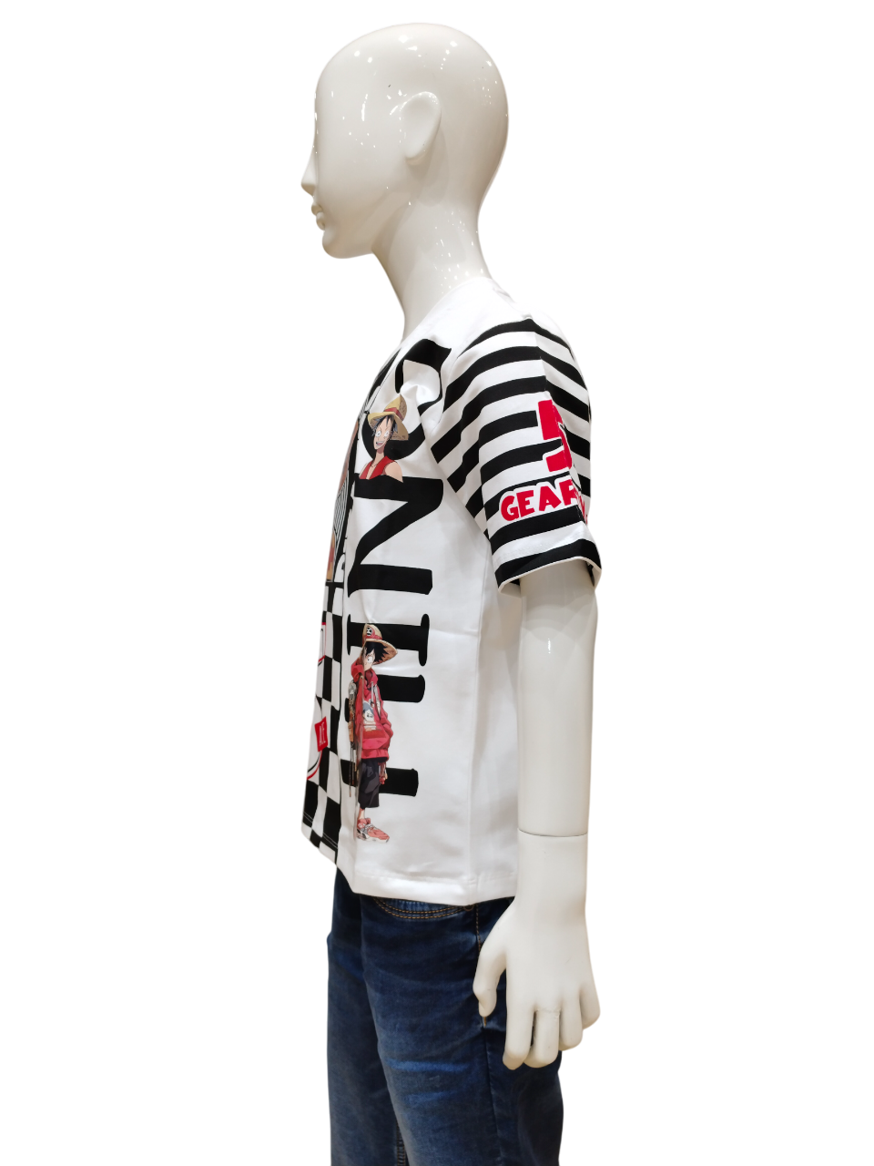 Boys White Half Sleeve Printed Fancy T-Shirt