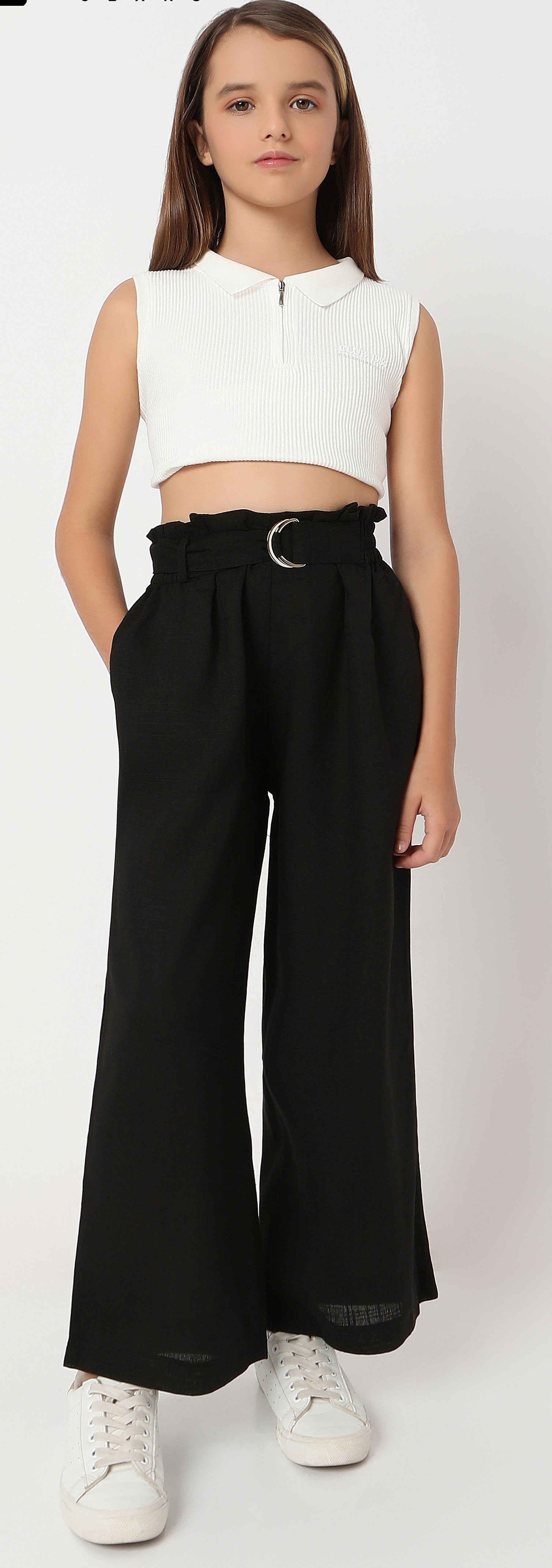 Girls Black Fancy Loose Pant