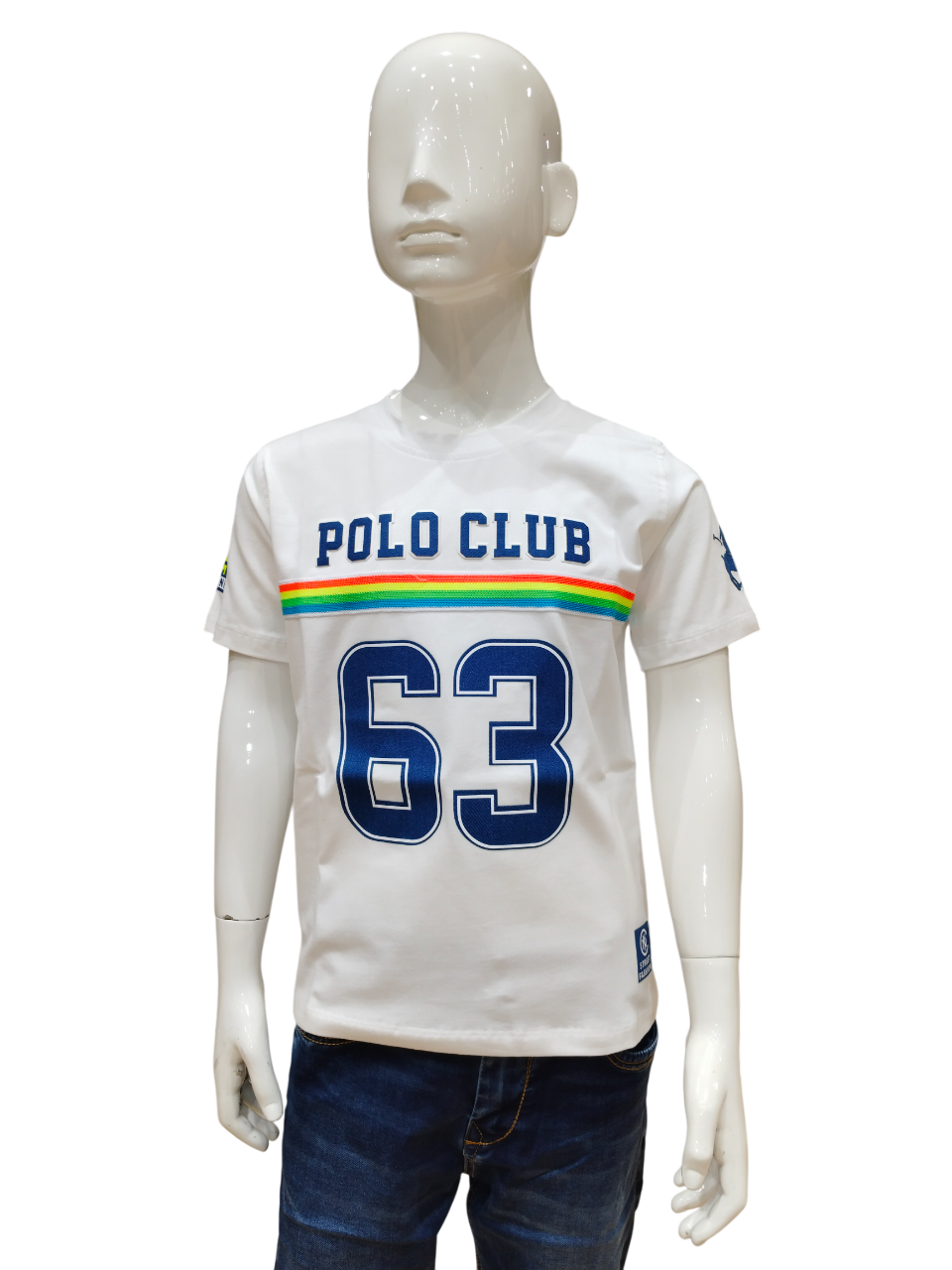 Boys White Half Sleeve Printed Fancy T-Shirt