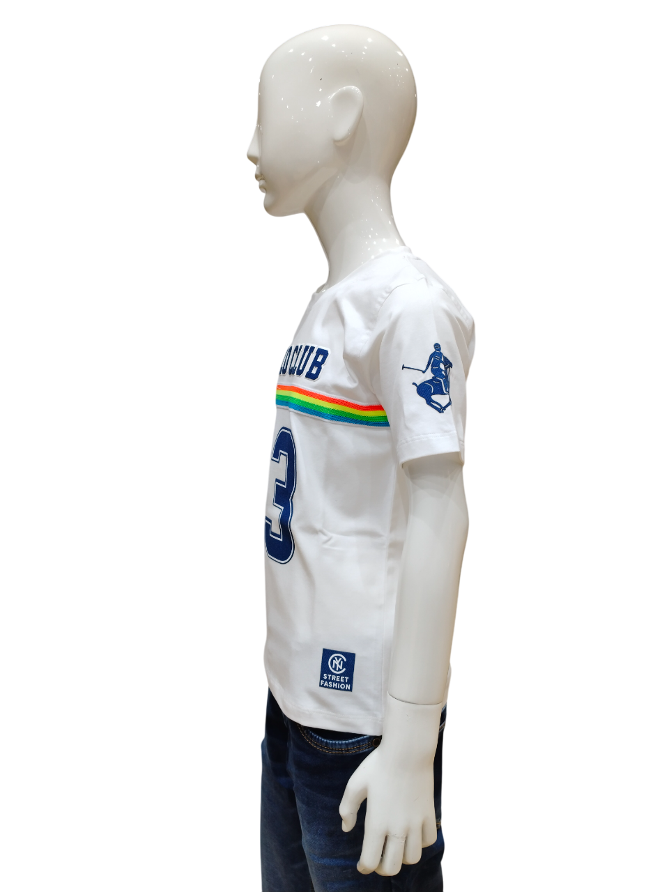 Boys White Half Sleeve Printed Fancy T-Shirt