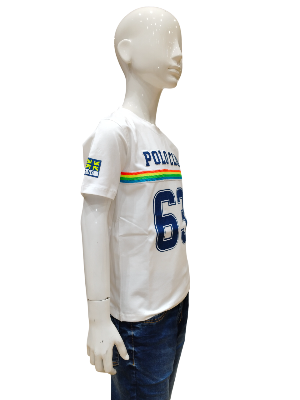 Boys White Half Sleeve Printed Fancy T-Shirt