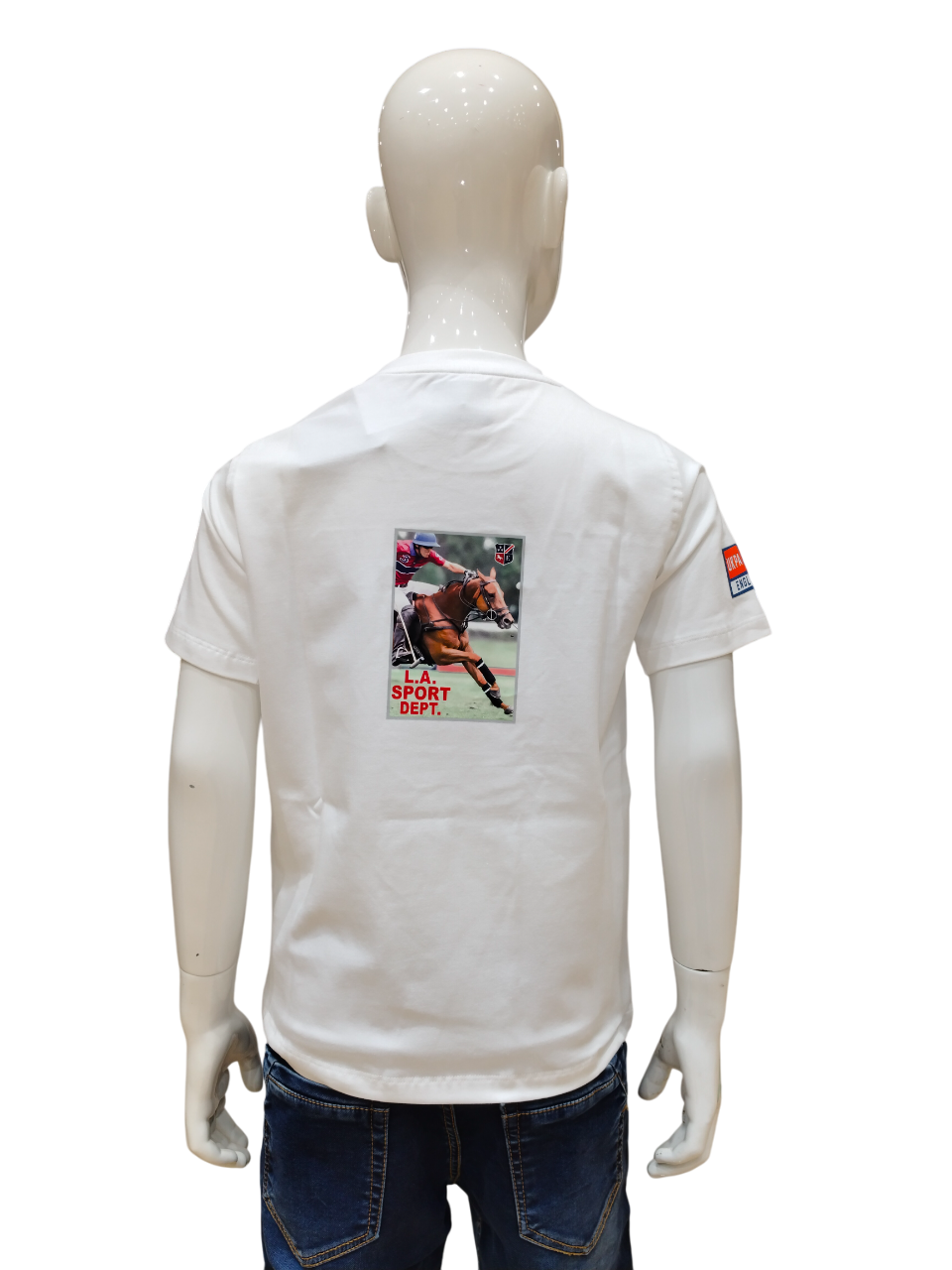 Boys White Half Sleeve Printed Fancy T-Shirt