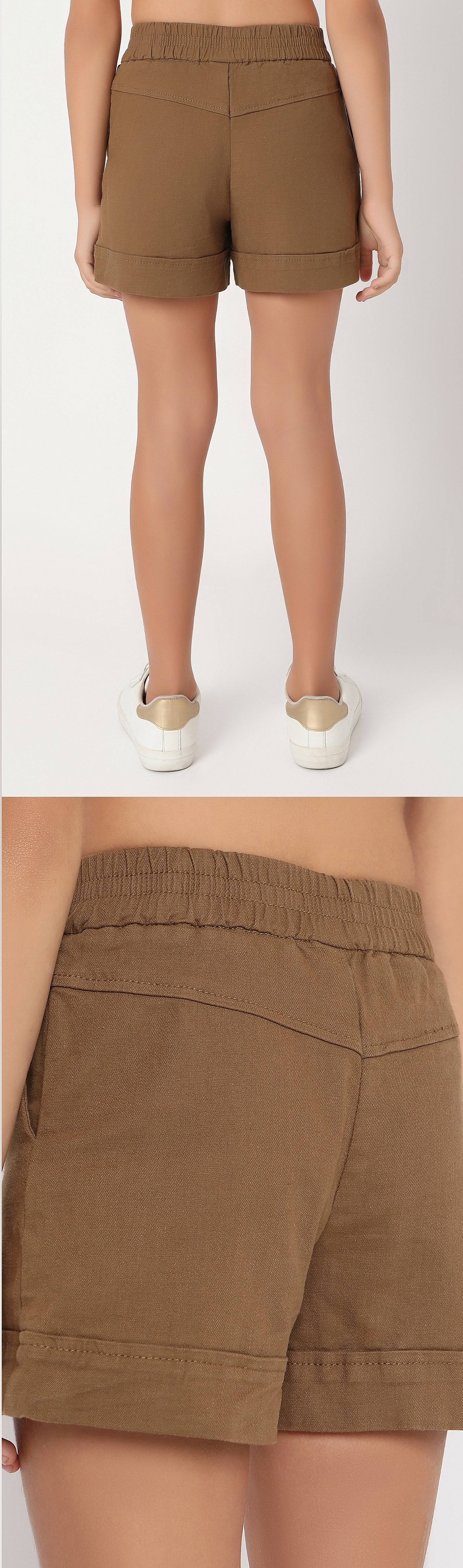 Girls Brown Fancy Shorts