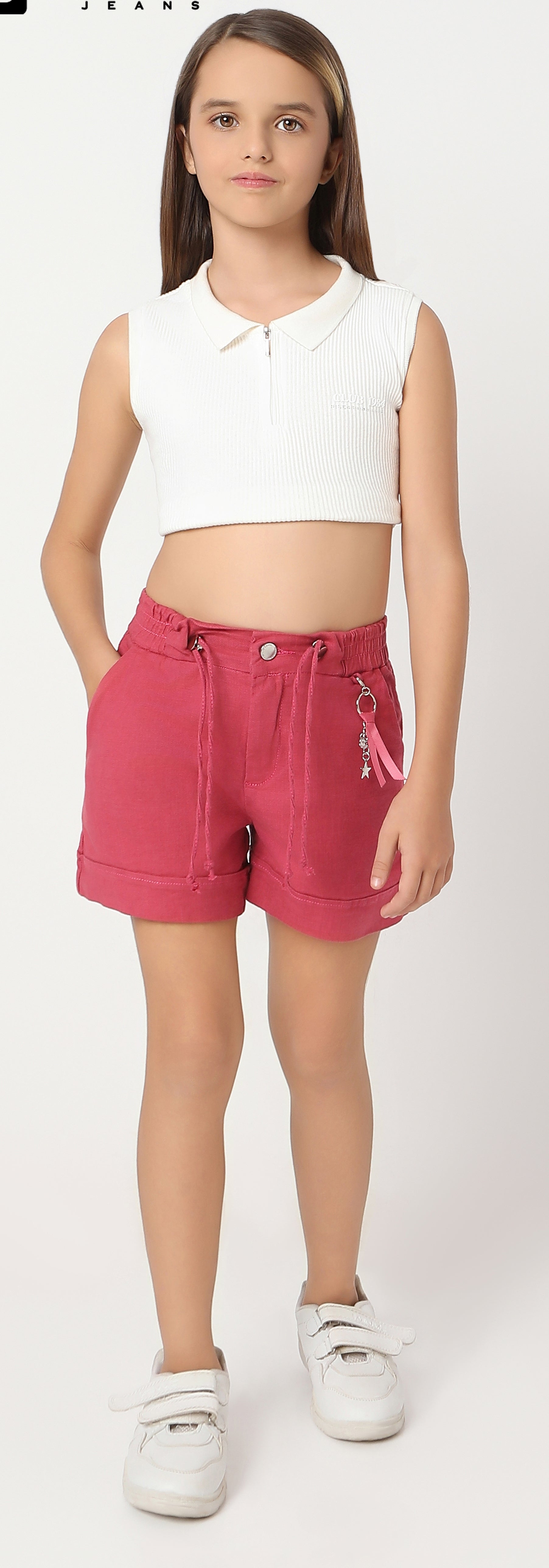 Girls Burgundy Fancy Shorts