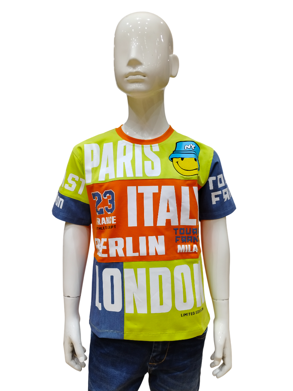 Boys Orange Half Sleeve Printed Fancy T-Shirt