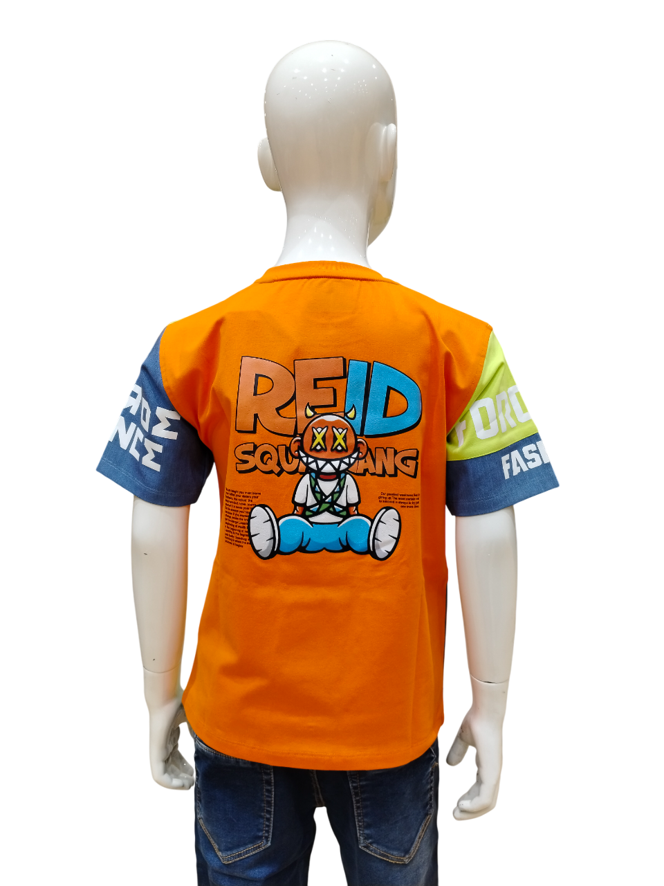 Boys Orange Half Sleeve Printed Fancy T-Shirt