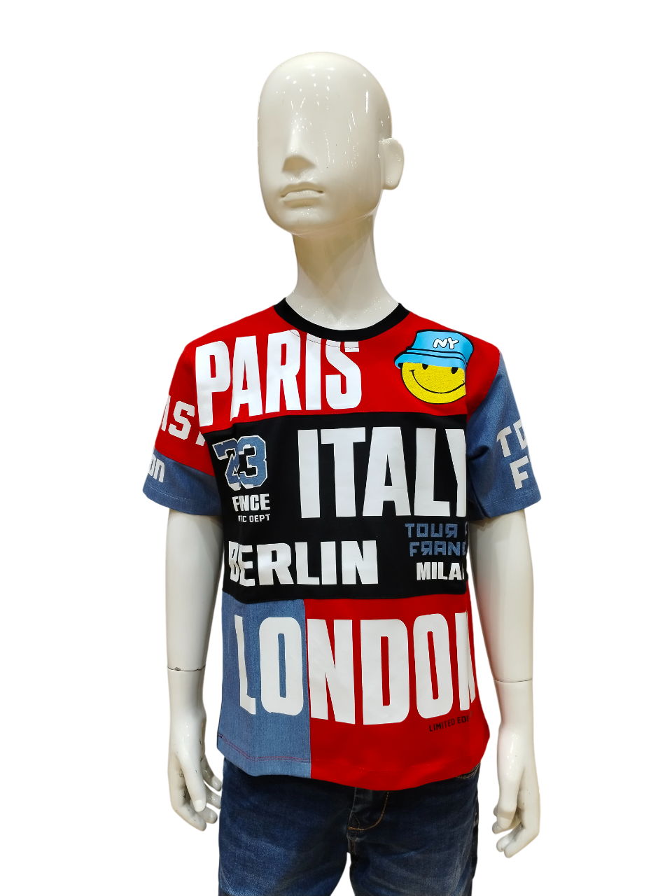 Boys Red Half Sleeve Printed Fancy T-Shirt