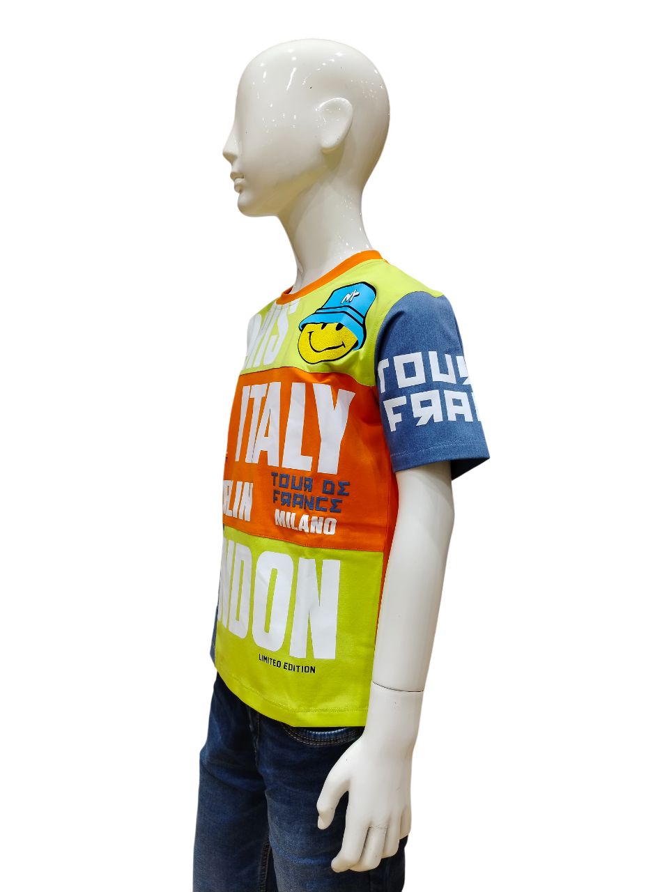 Boys Orange Half Sleeve Printed Fancy T-Shirt