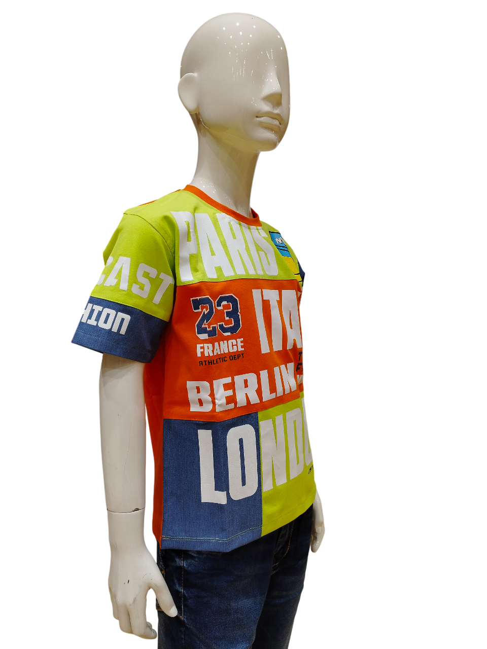Boys Orange Half Sleeve Printed Fancy T-Shirt