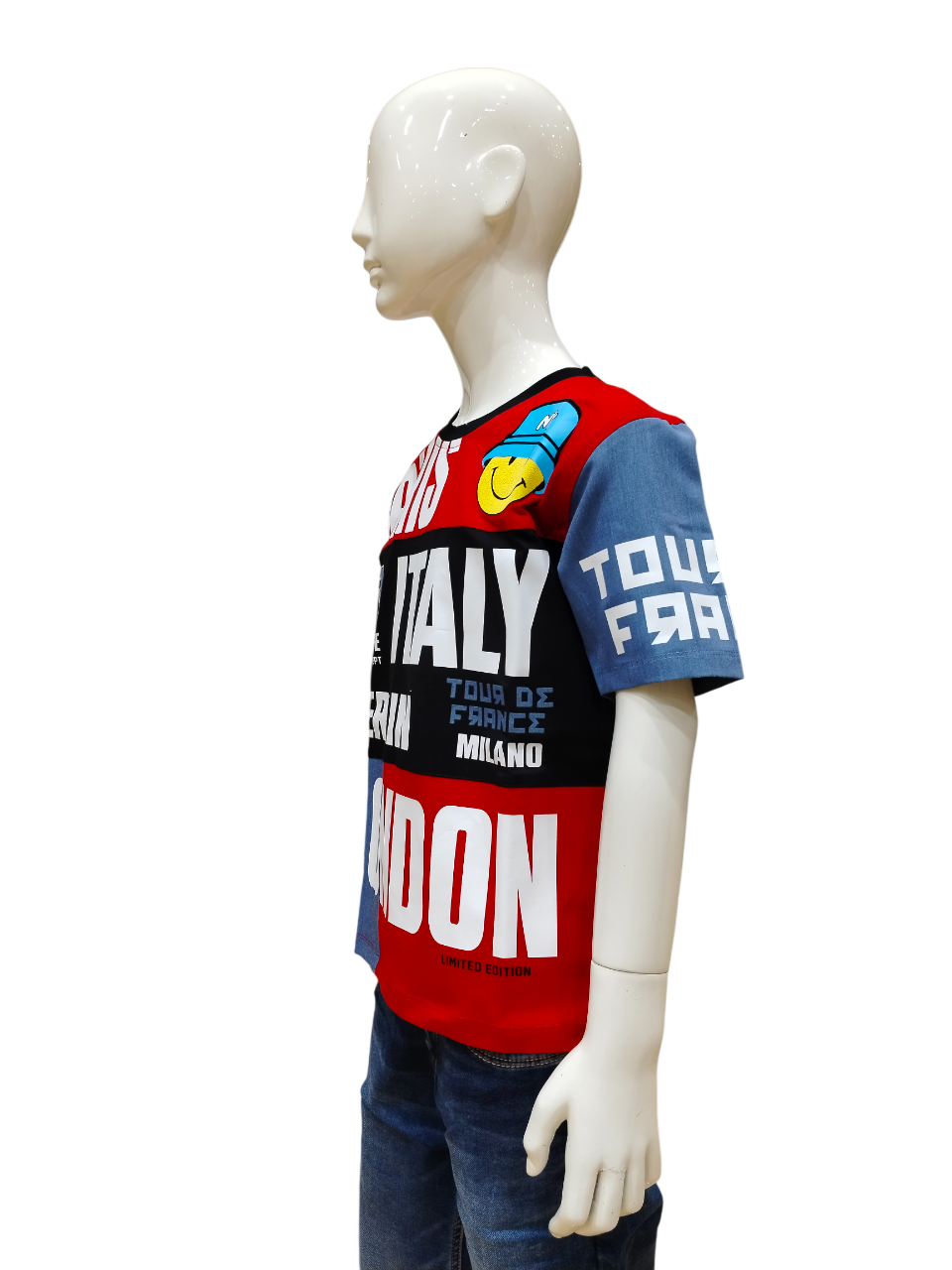Boys Red Half Sleeve Printed Fancy T-Shirt