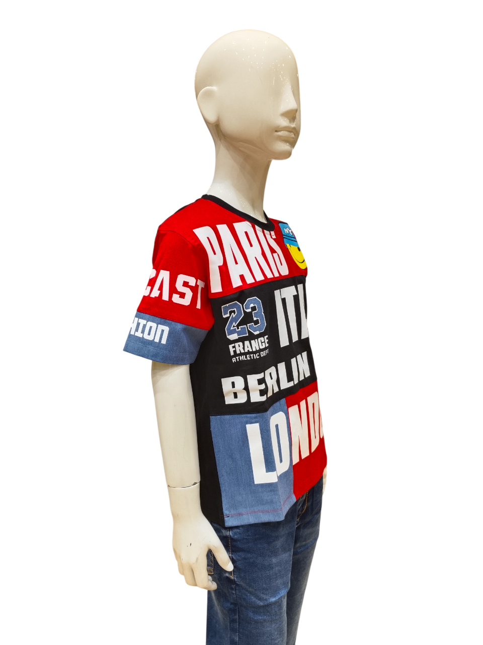Boys Red Half Sleeve Printed Fancy T-Shirt