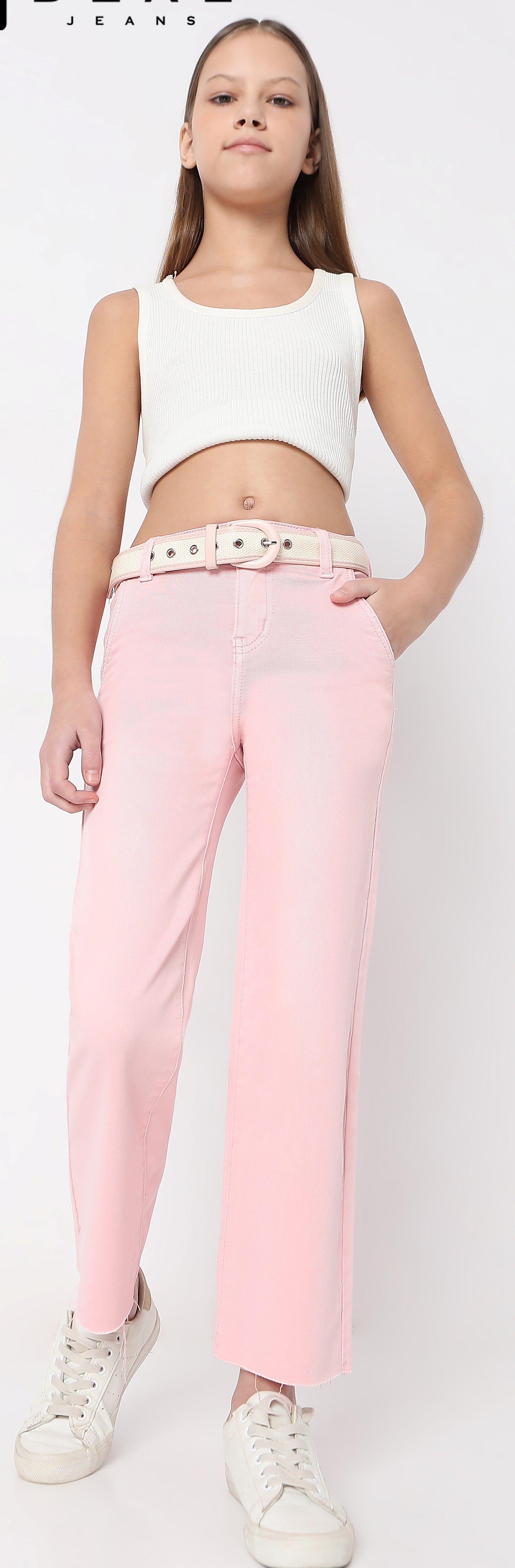 Girls Pink Fancy Denim Jeans