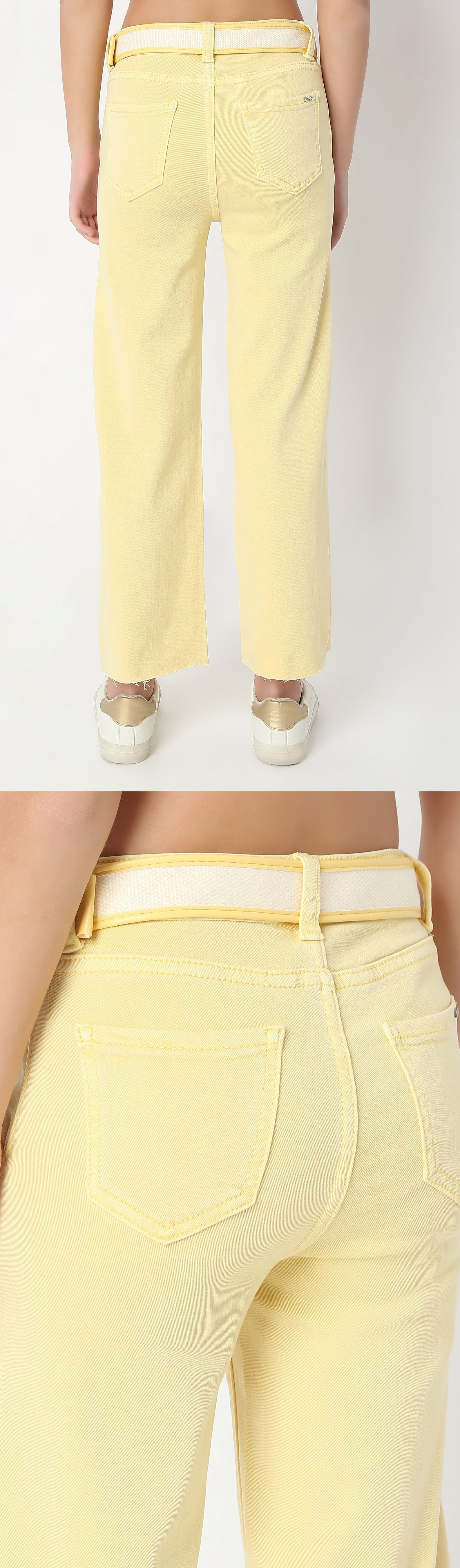 Girls Lemon Yellow Fancy Denim Jeans