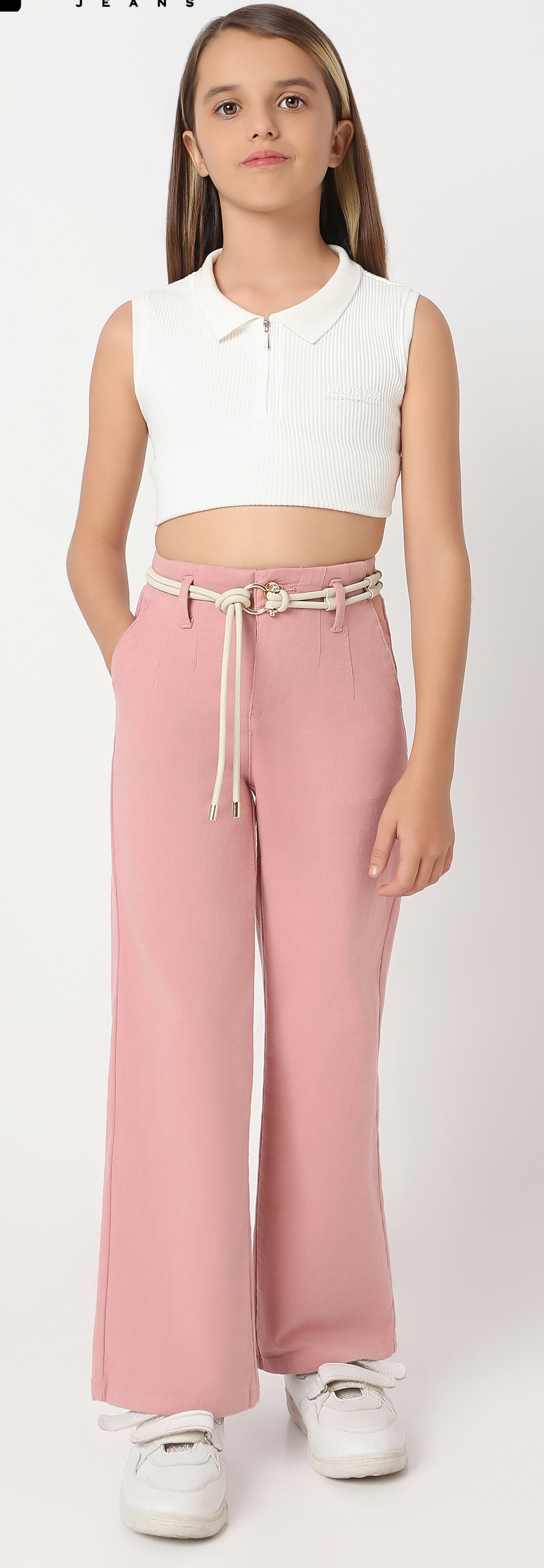 Girls Pink Fancy Cotton Pant