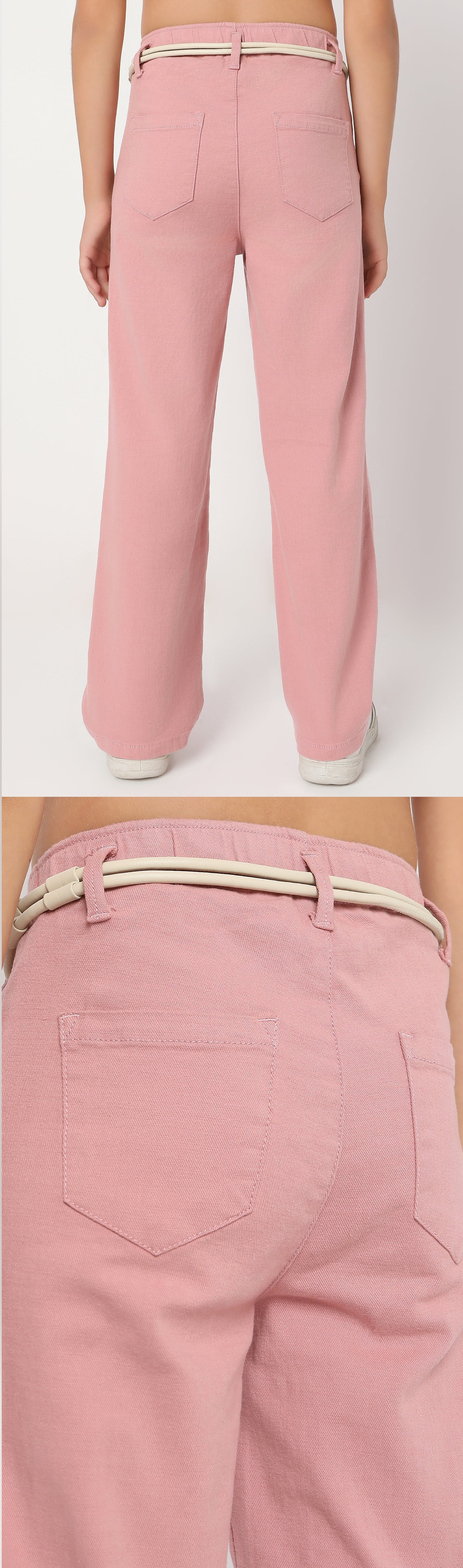 Girls Pink Fancy Cotton Pant