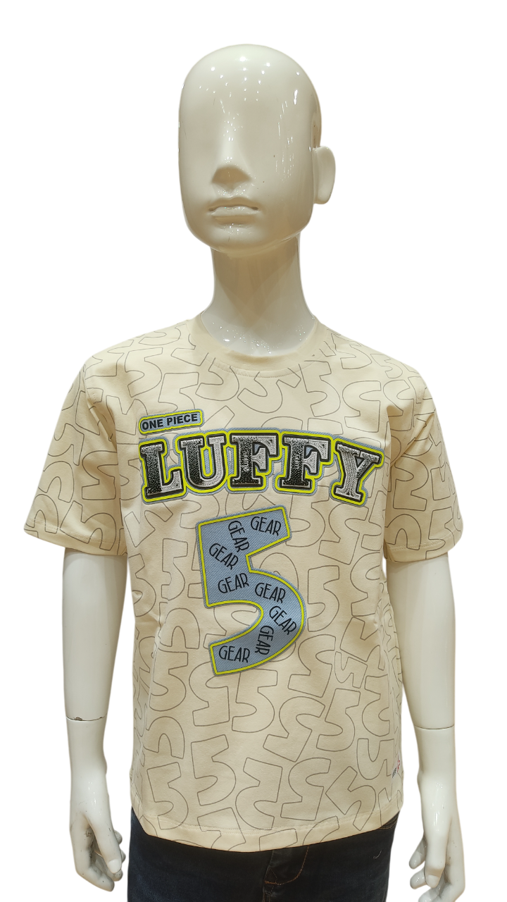 Boys Butter Half Sleeve Printed Fancy T-Shirt