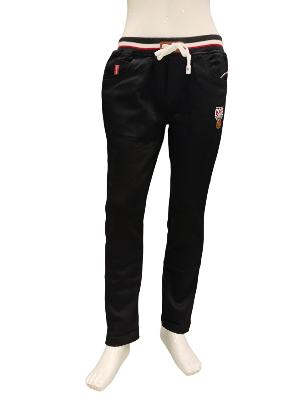 Boys Black Elastic Waist Fancy Jeans