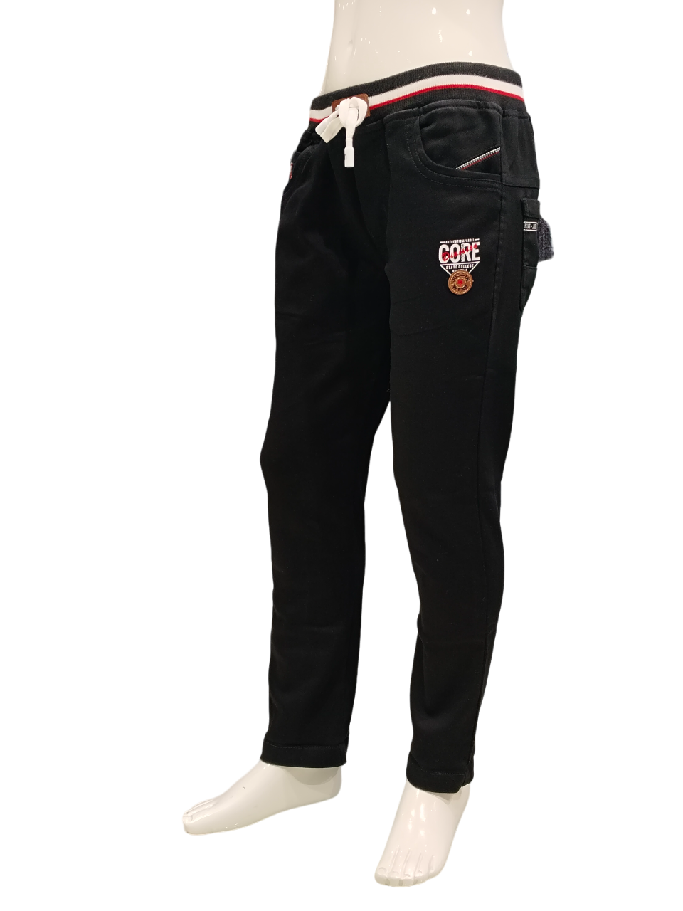 Boys Black Elastic Waist Fancy Jeans