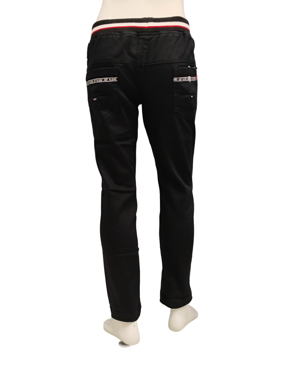 Boys Black Elastic Waist Fancy Jeans