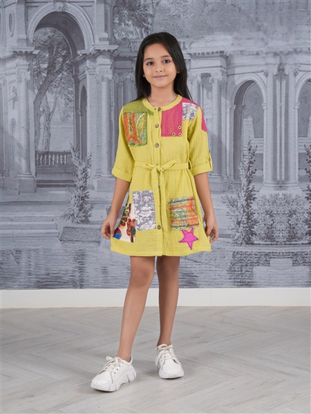 Girls Mustard Fancy Stylish Midi