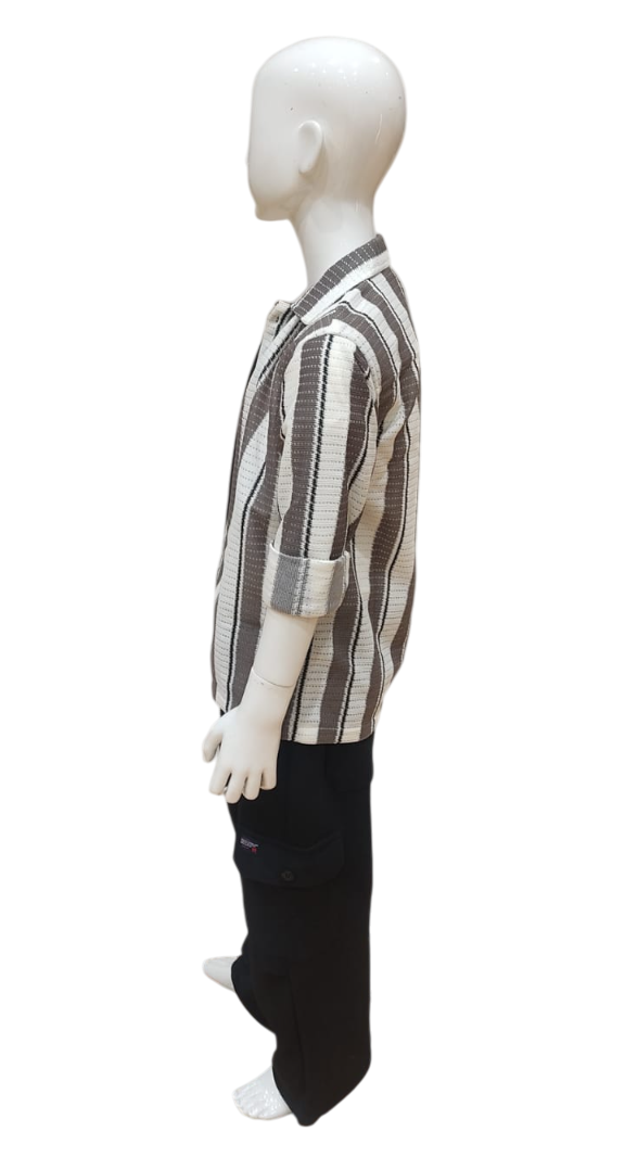 Boys Brown Striped Fancy Co-Ordinates Set