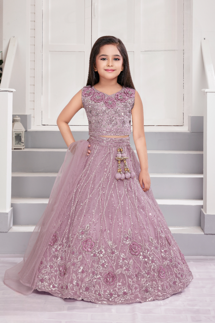 Girls Lilac Ethnic wear Choli Suit